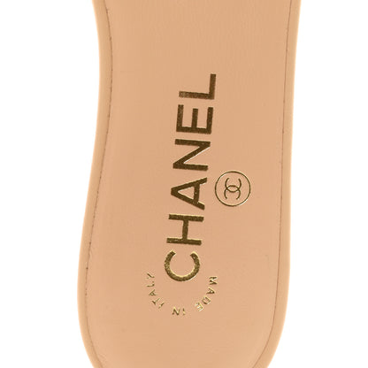 Chanel Lambskin CC Cutout Sandal Mules 37.5 Beige Black 8 of 9