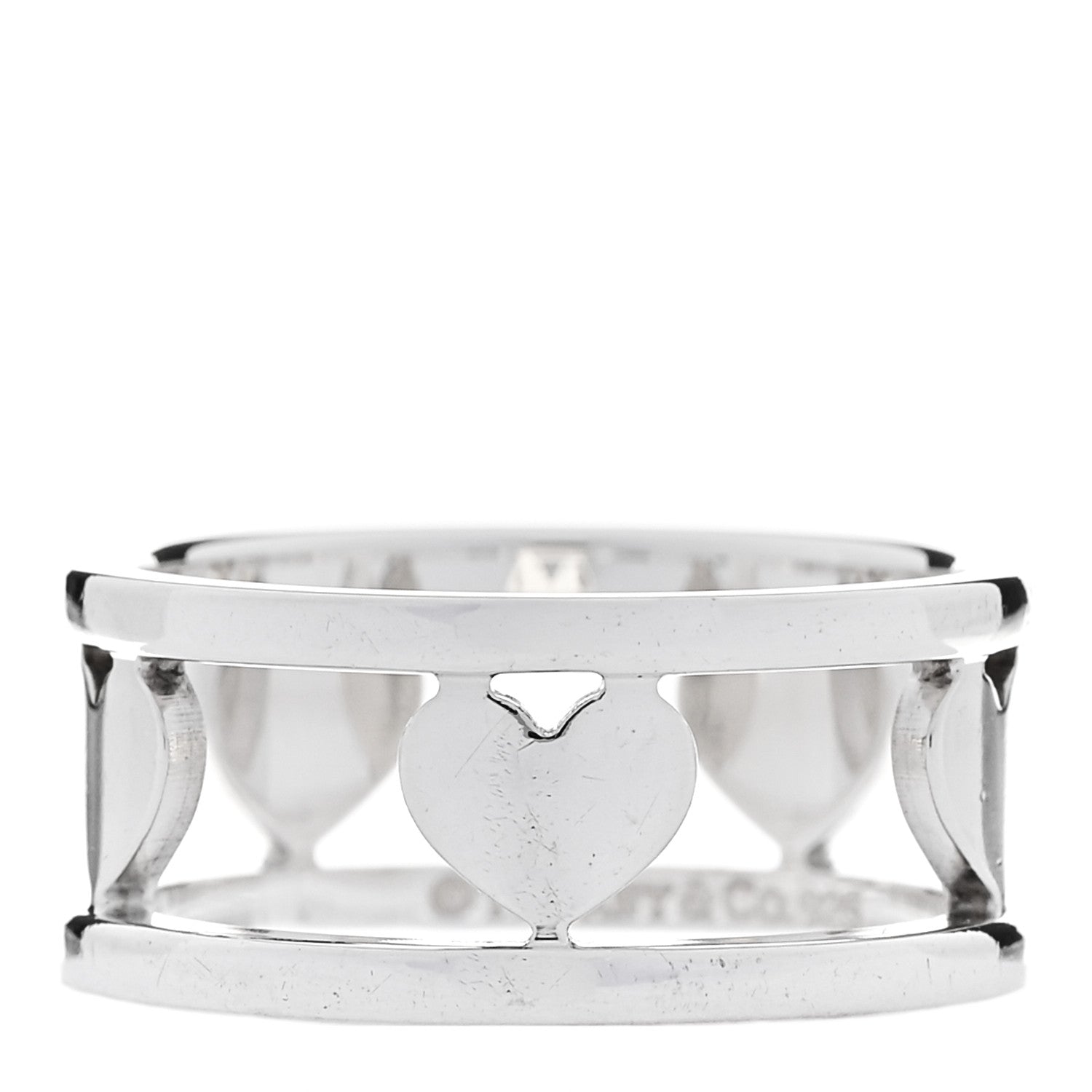 Tiffany Sterling Silver Heart Stencil Band Ring 54 6.75 1 of 4