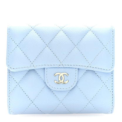 Chanel Caviar Quilted Compact Flap Wallet Light Blue 1 of 8