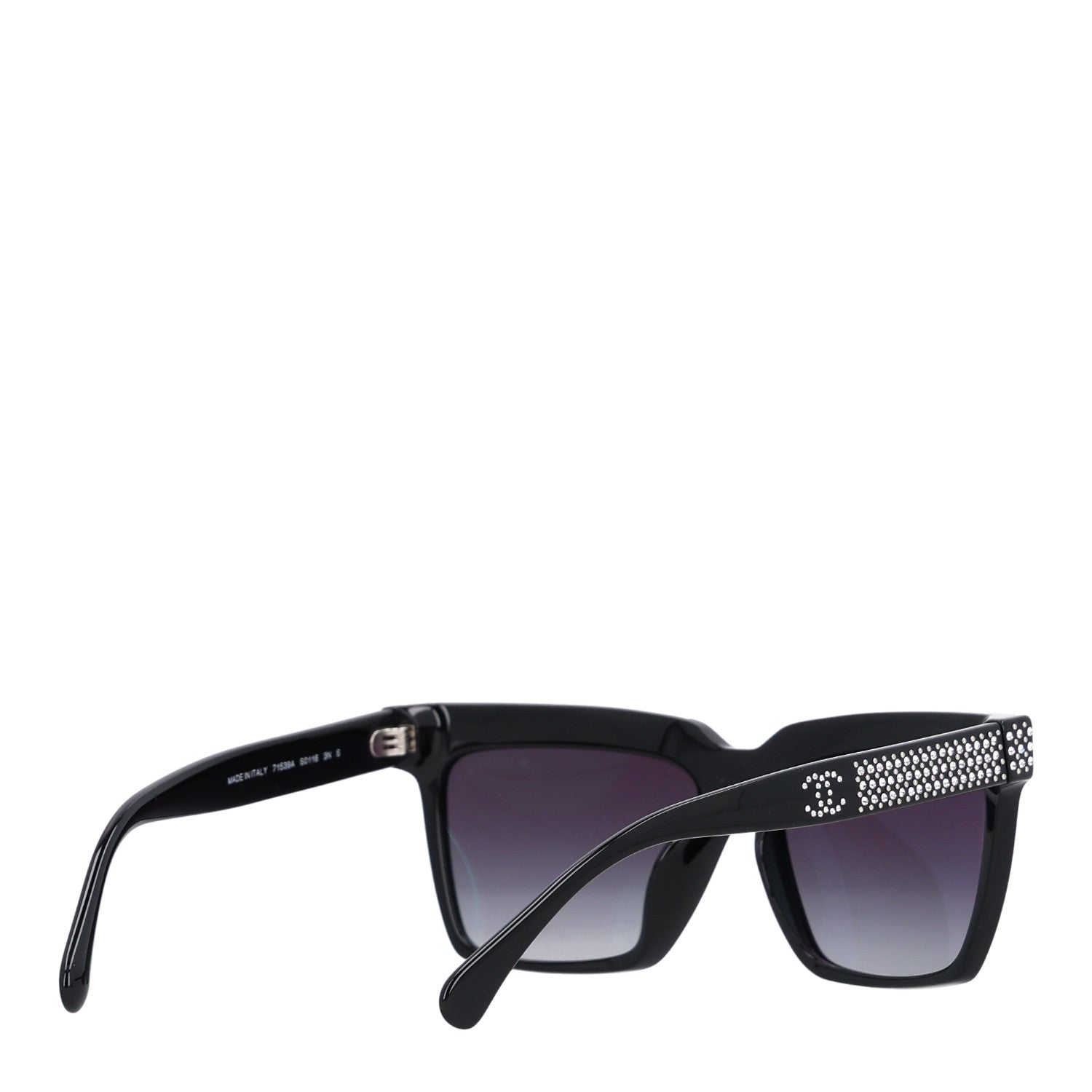 Chanel Acetate Strass Rectangle Sunglasses 71539A Black 4 of 8