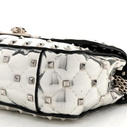 Valentino Garavani Metallic Patent Quilted Small Rockstud Spike Shoulder Bag Silver 9 of 9