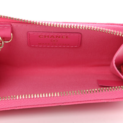 Chanel Caviar Quilted Zipped Key Holder Case Pink 5 of 7