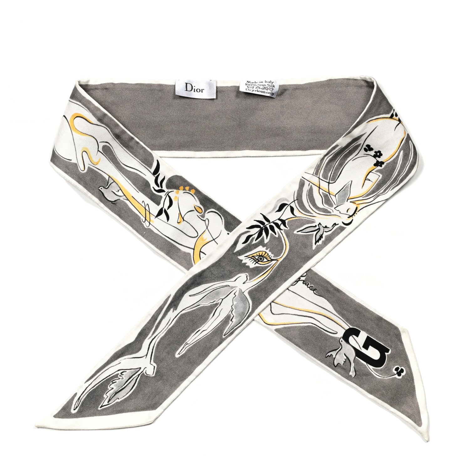 Christian Dior Silk ABCDior Mitzah G Scarf Grey 1 of 3