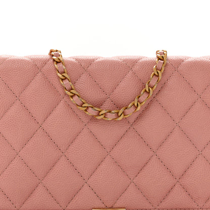 Chanel Caviar Quilted Boy Wallet On Chain WOC Pink 9 of 15