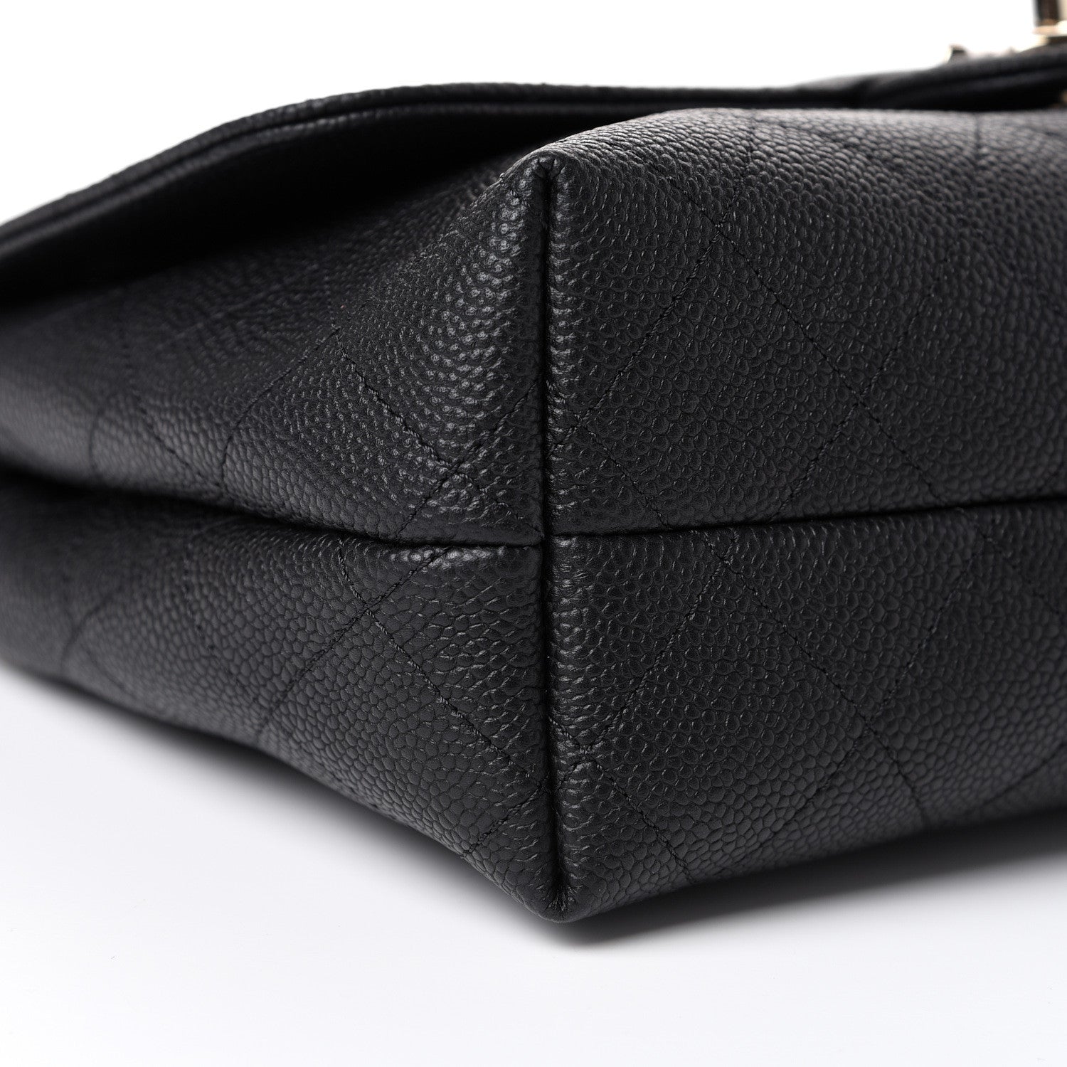 Chanel Grained Calfskin Stitched Medium Flap Black 8 of 9