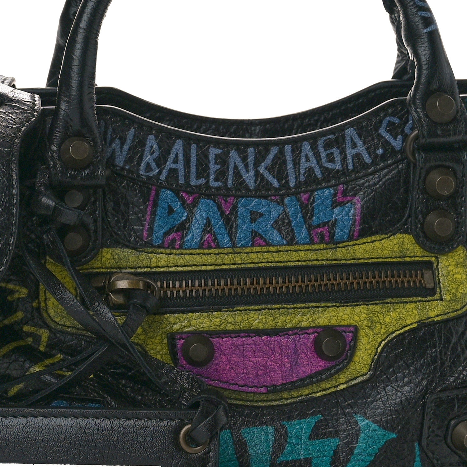 Balenciaga Agneau Arena Graffiti All Over Classic Hardware Mini City Black Multicolor 8 of 10
