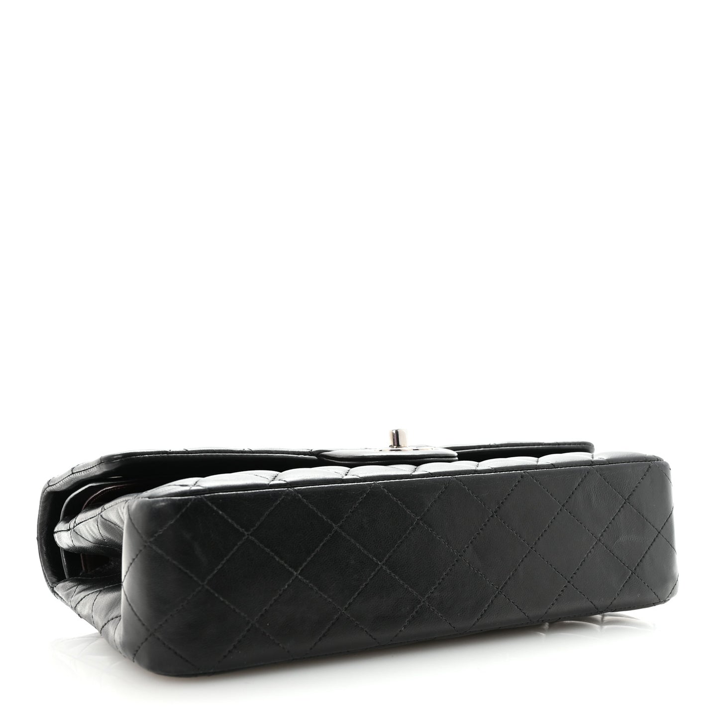 Lambskin Quilted Medium Double Flap Black