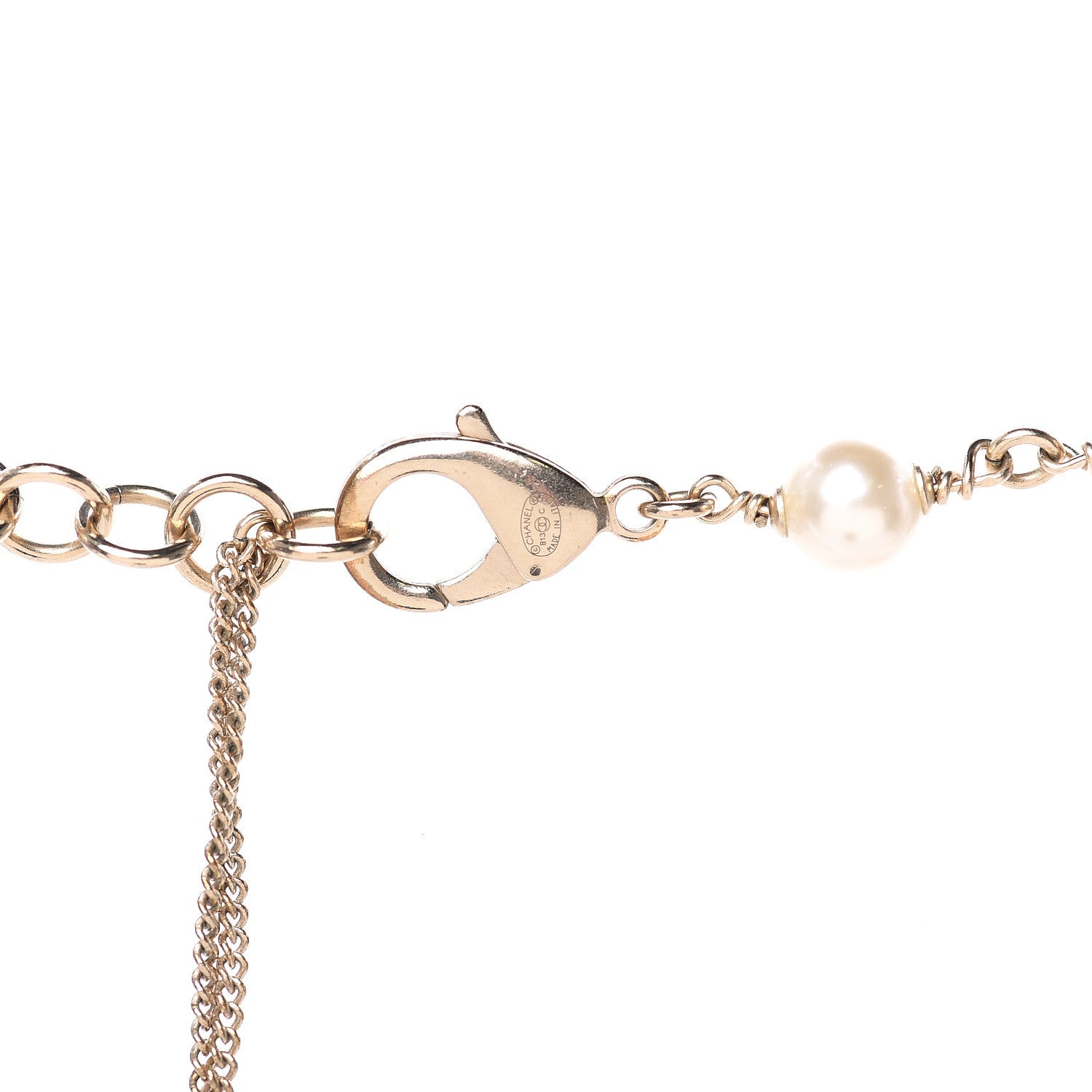 Chanel Pearl Bead Enamel CC Baroque Short Necklace Black Gold 4 of 5