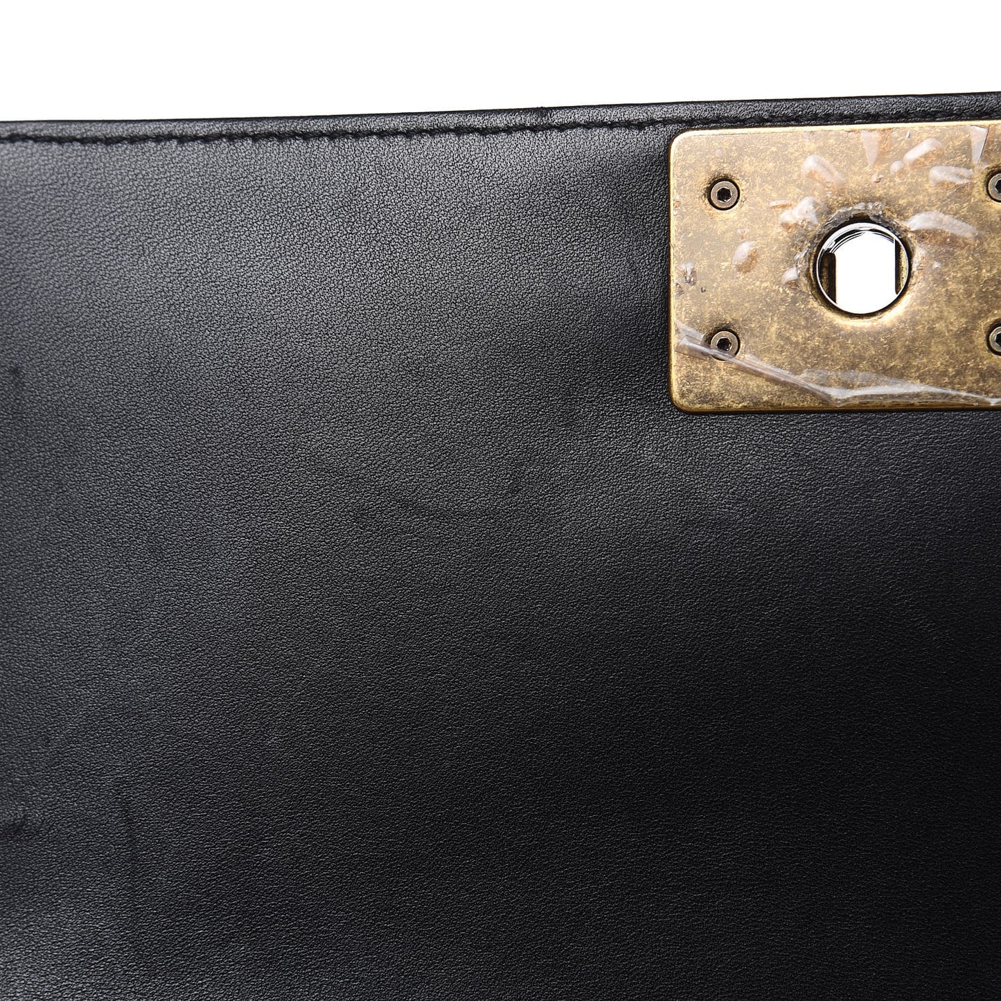 Lambskin Quilted Medium Boy Studded Handle Flap Black Gold
