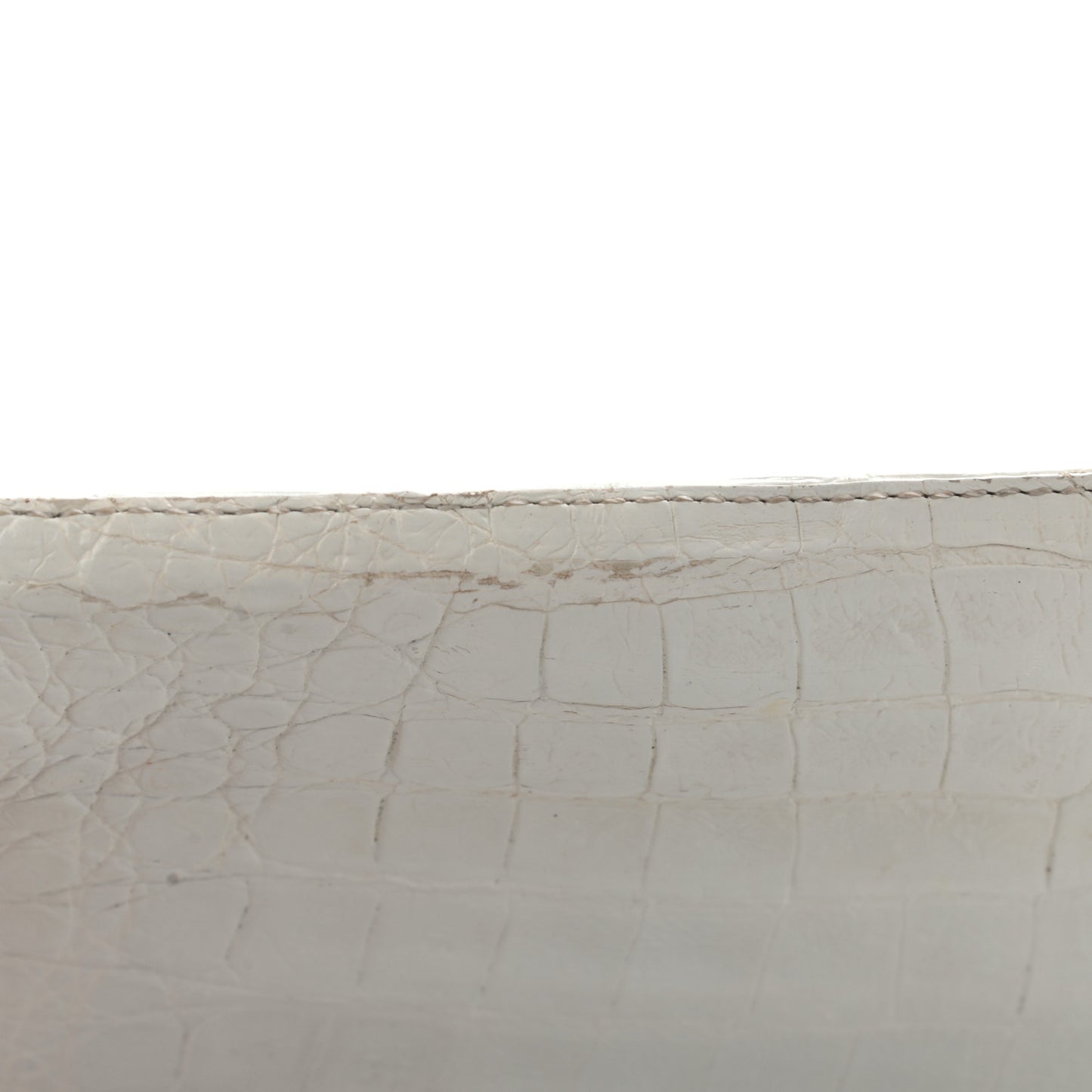 Crocodile Foldover Clutch White