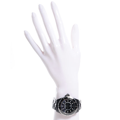 Chanel Stainless Steel Ceramic Diamond 33mm J12 Quartz Watch Black 2 of 6