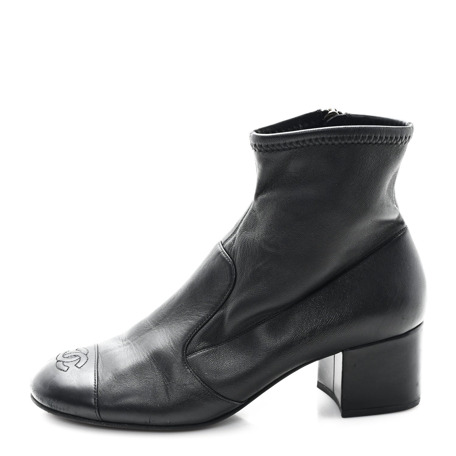 Chanel Stretch Lambskin Cap Toe CC Short Boots 39 Black 1 of 9