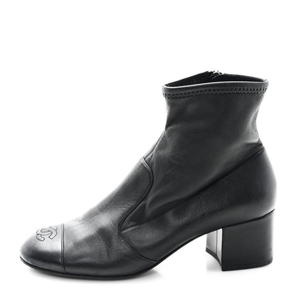 Chanel Stretch Lambskin Cap Toe CC Short Boots 39 Black 1 of 9