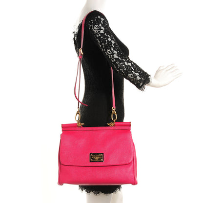 Dolce & Gabbana Dauphine Calfskin Large Miss Sicily Satchel Fuchsia 2 of 6