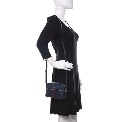Gucci Textured Calfskin Web Mini Ophidia Shoulder Bag Blue Agata 2 of 11