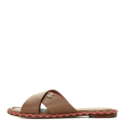 Chanel Lambskin Mule Sandals 40 Light Brown 1 of 11
