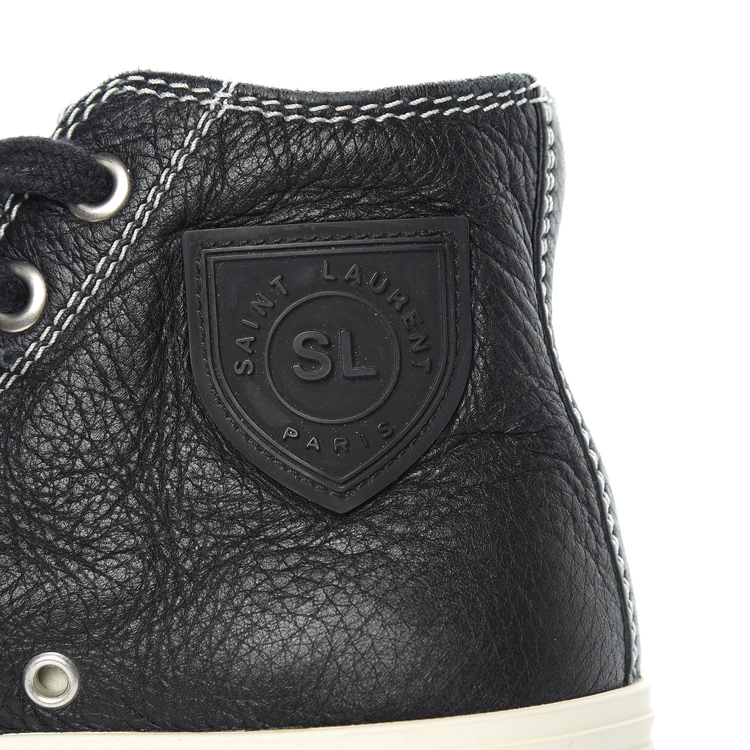 Saint Laurent Distressed Calfskin Womens Rivingston Womens High Top Sneakers 41 Black 8 of 11