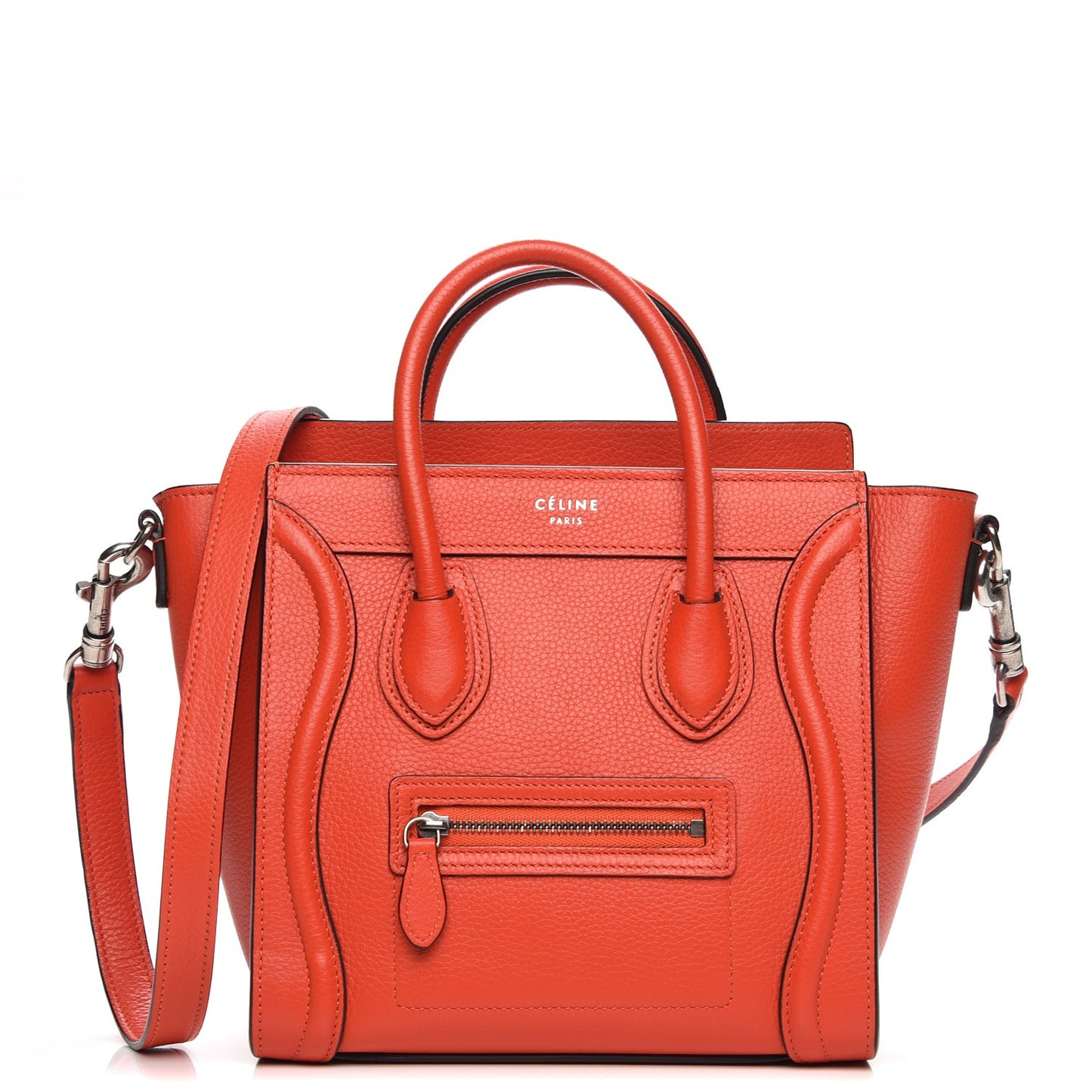 Drummed Calfskin Nano Luggage Vermillion