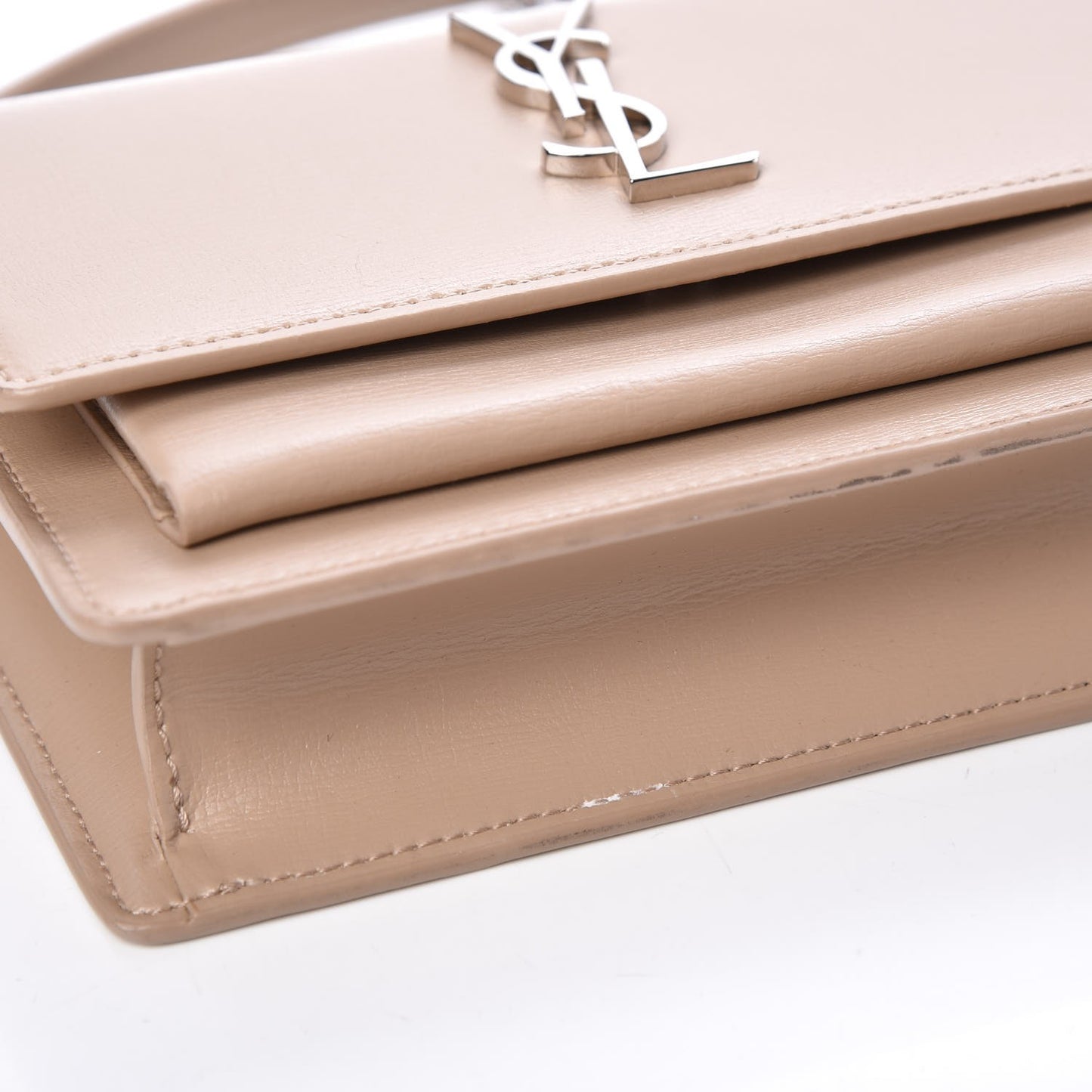 Calfskin Monogram Sunset Chain Wallet Dark Beige
