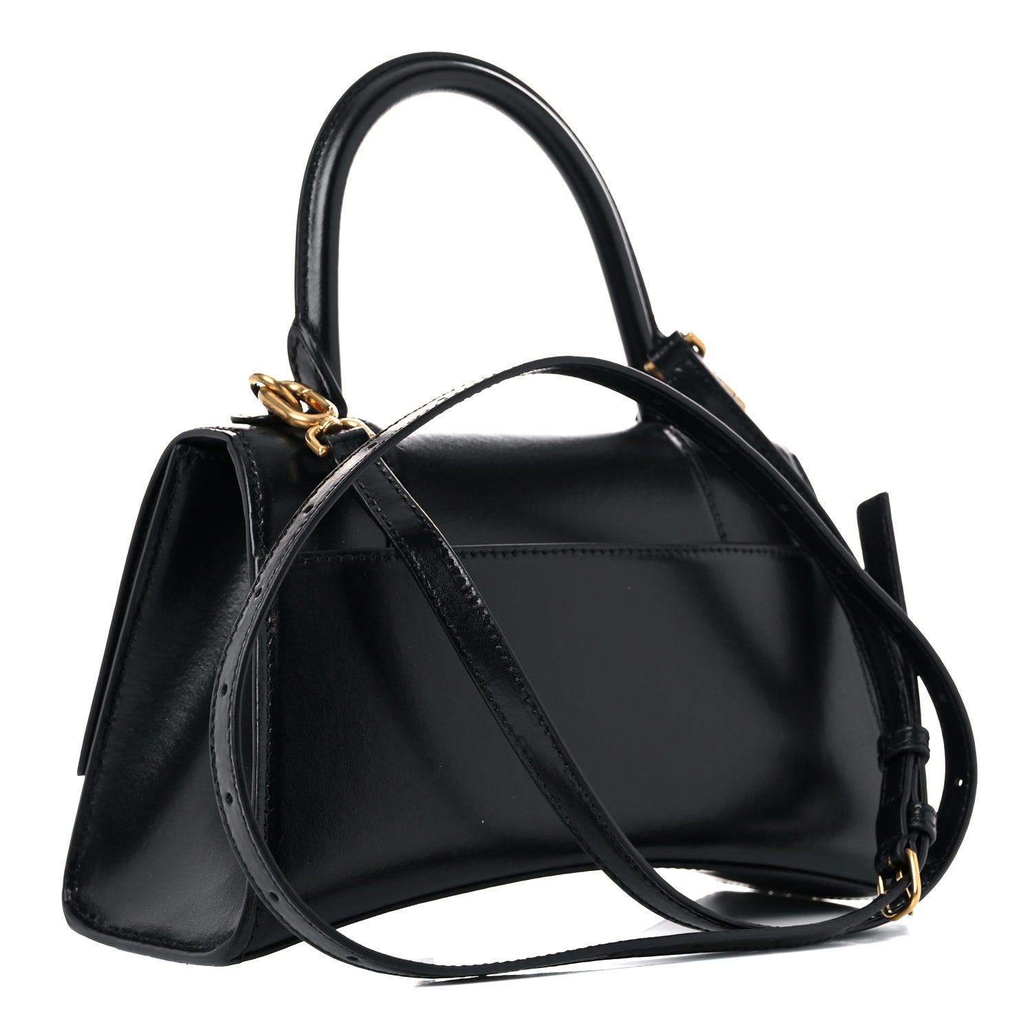 Balenciaga Shiny Box Calfskin Small Hourglass Top Handle Bag Black 3 of 10