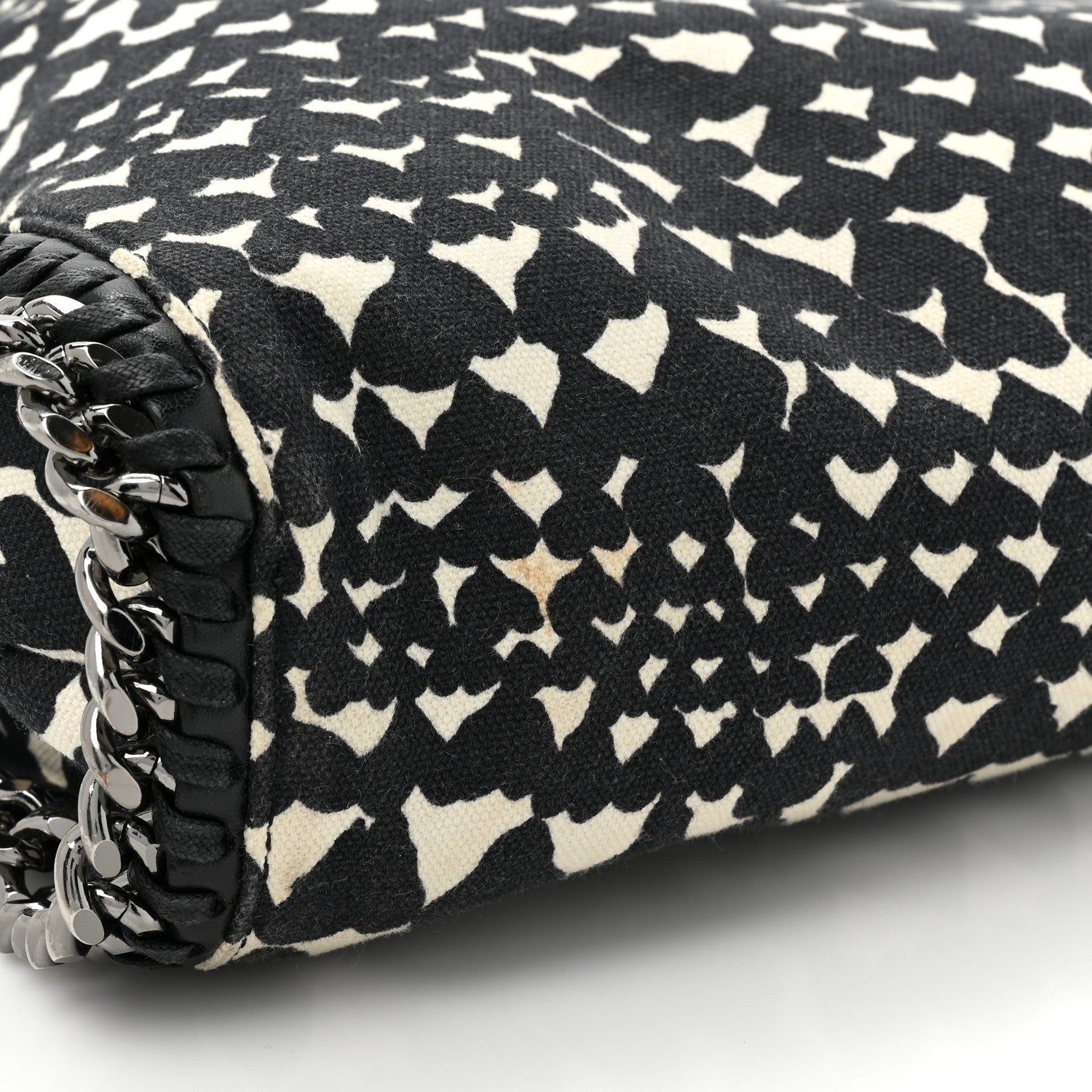 Stella McCartney Cotton Canvas Hearts Falabella Fold Over Tote Black White 12 of 12