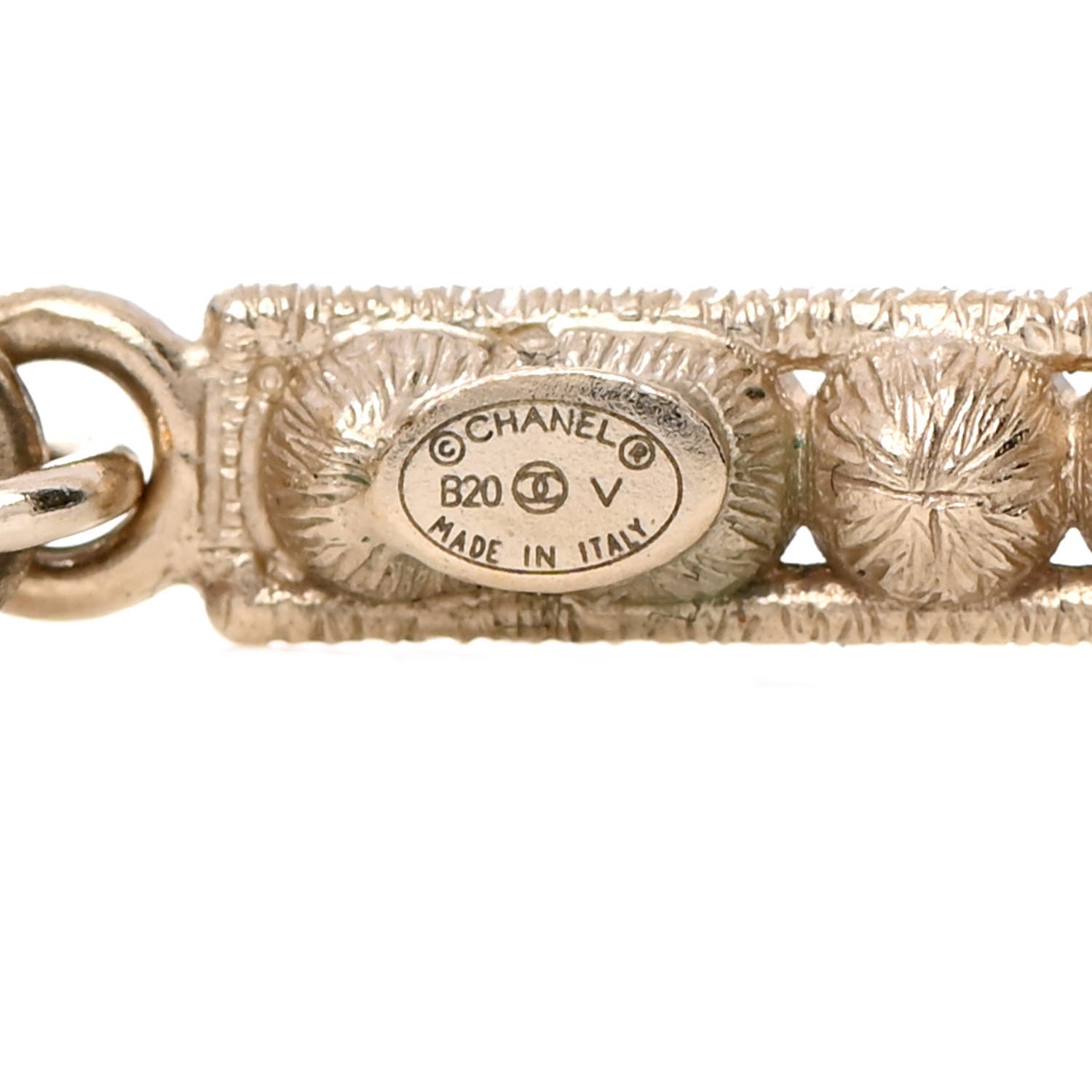 Chanel Crystal Cha-Nel Logo Drop Earrings Gold 4 of 5