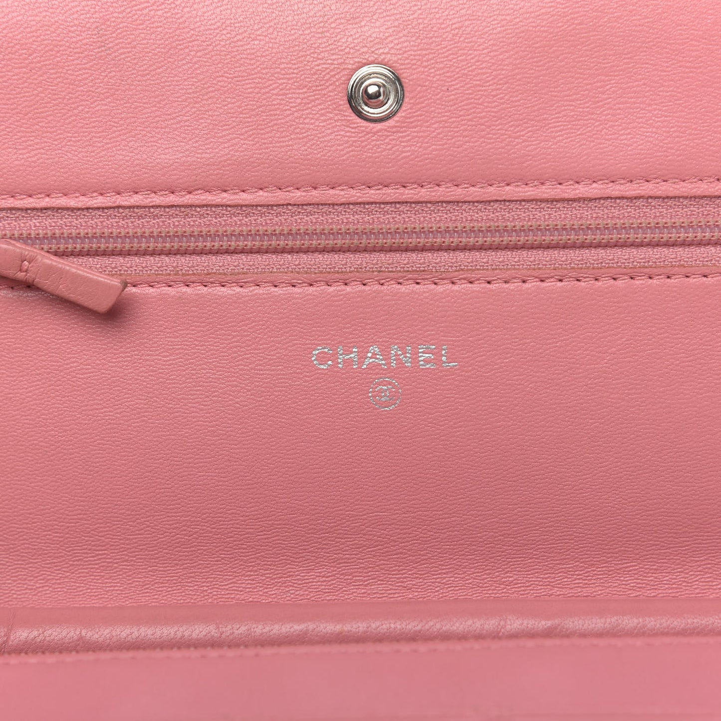 Lambskin Quilted Wallet On Chain WOC Pink