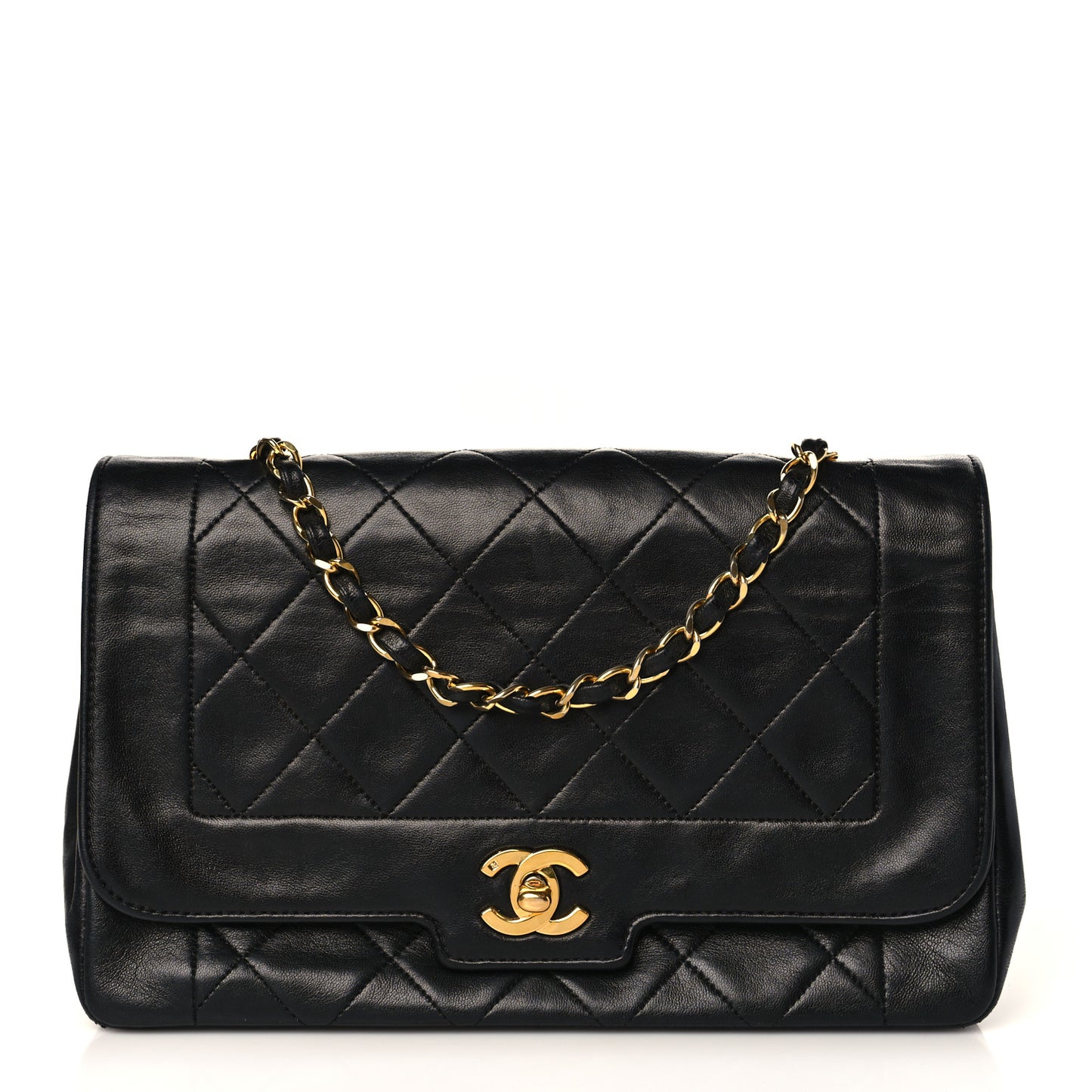 Lambskin Quilted Medium Single Flap Black