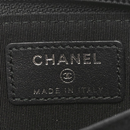 Chanel Grained Calfskin Quilted Boy Zip Around Coin Purse Wallet Black 6 of 8
