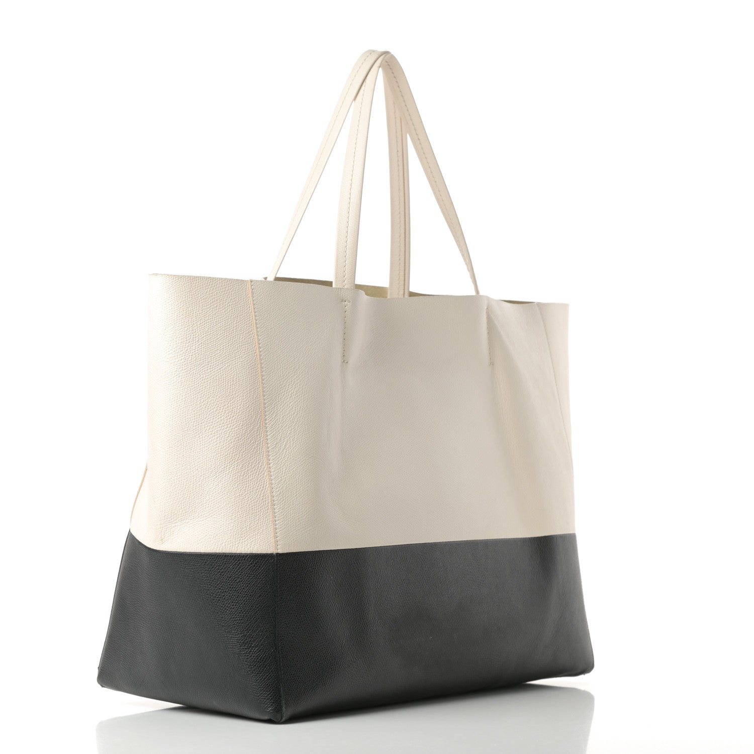Celine Grained Calfskin Horizontal Bi-Cabas Cream Black 3 of 14