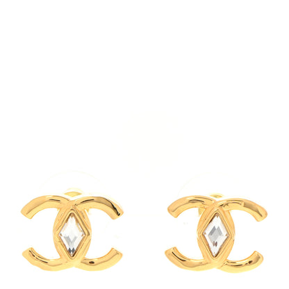 Chanel Metal Crystal CC Marquise Earrings Gold 1 of 5