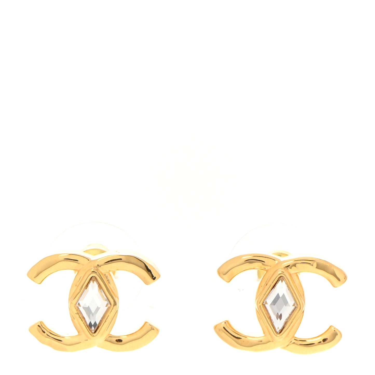 Metal Crystal CC Marquise Earrings Gold