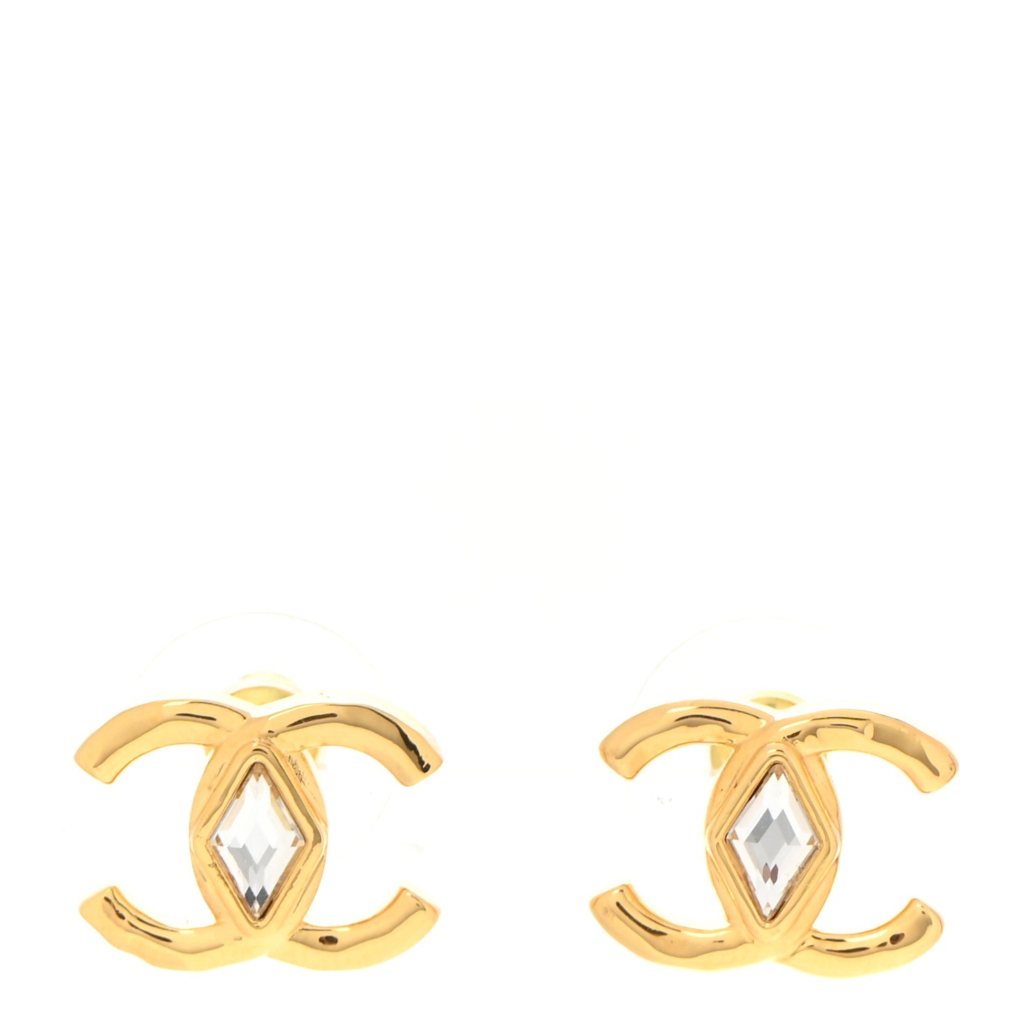 Chanel Metal Crystal CC Marquise Earrings Gold 1 of 5