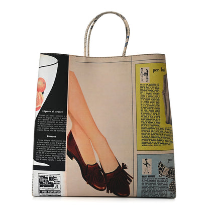 Bottega Veneta Printed Calfskin Medium Newspaper Tote Bag 1 of 11