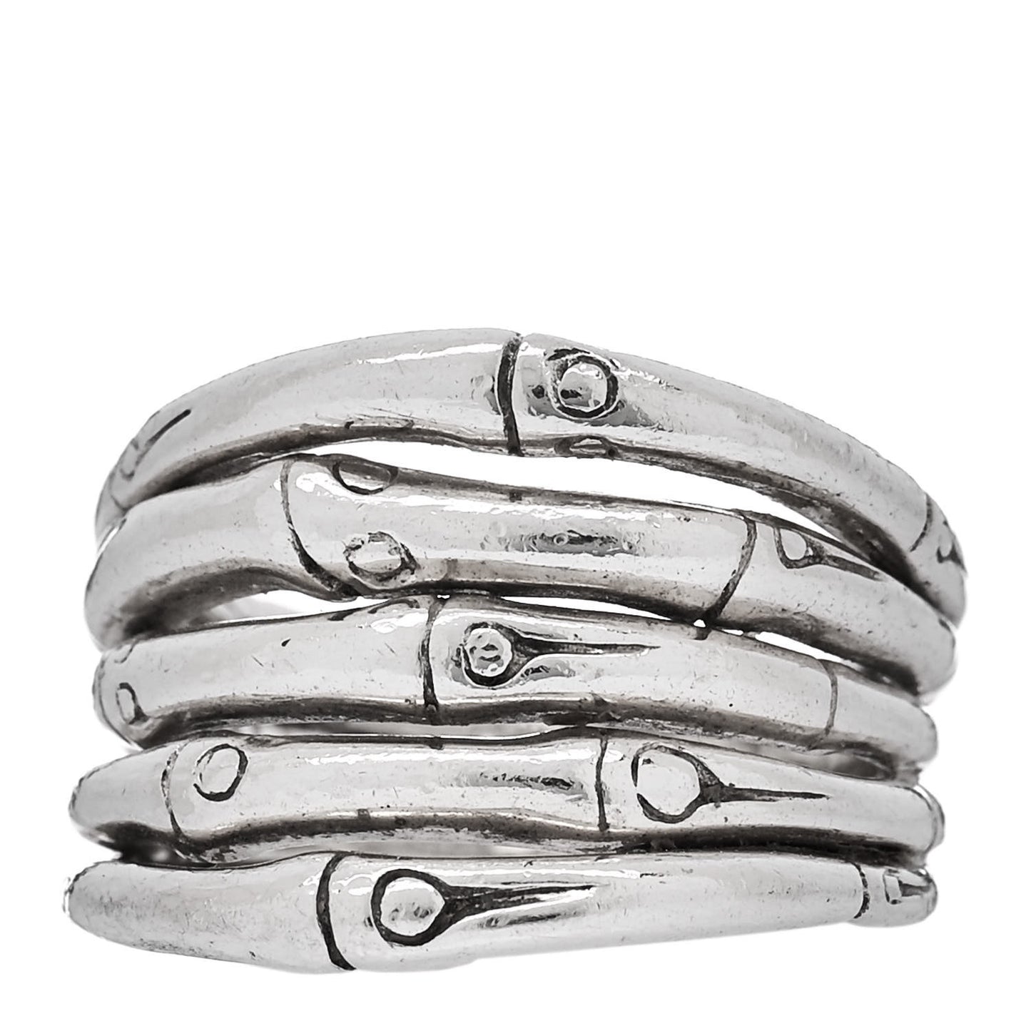 Sterling Silver Wide Bamboo Ring 53 6.5