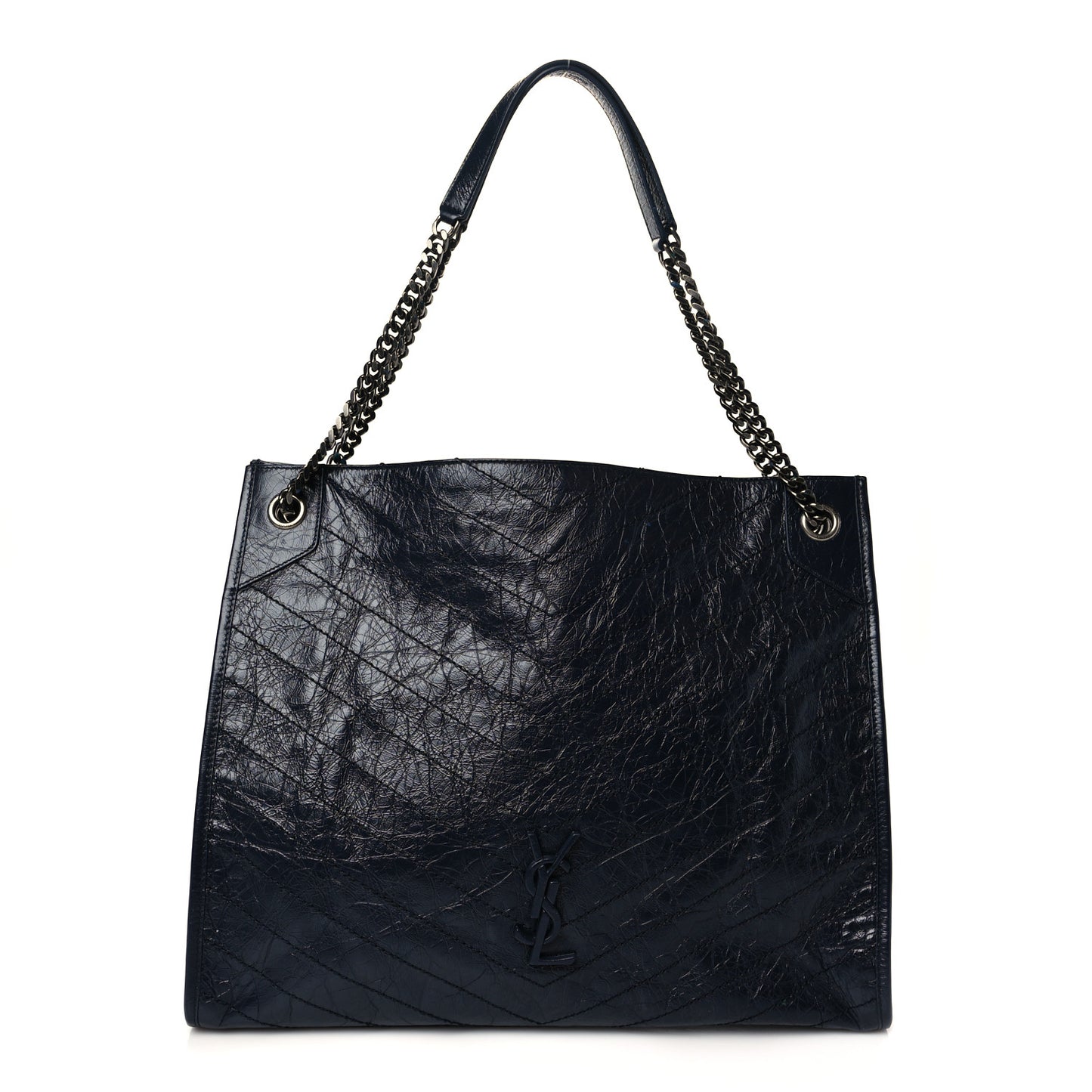 Crinkled Calfskin Matelasse Monogram Niki Shoulder Bag Deep Marine