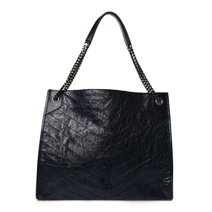 Saint Laurent Crinkled Calfskin Matelasse Monogram Niki Shoulder Bag Deep Marine 1 of 13