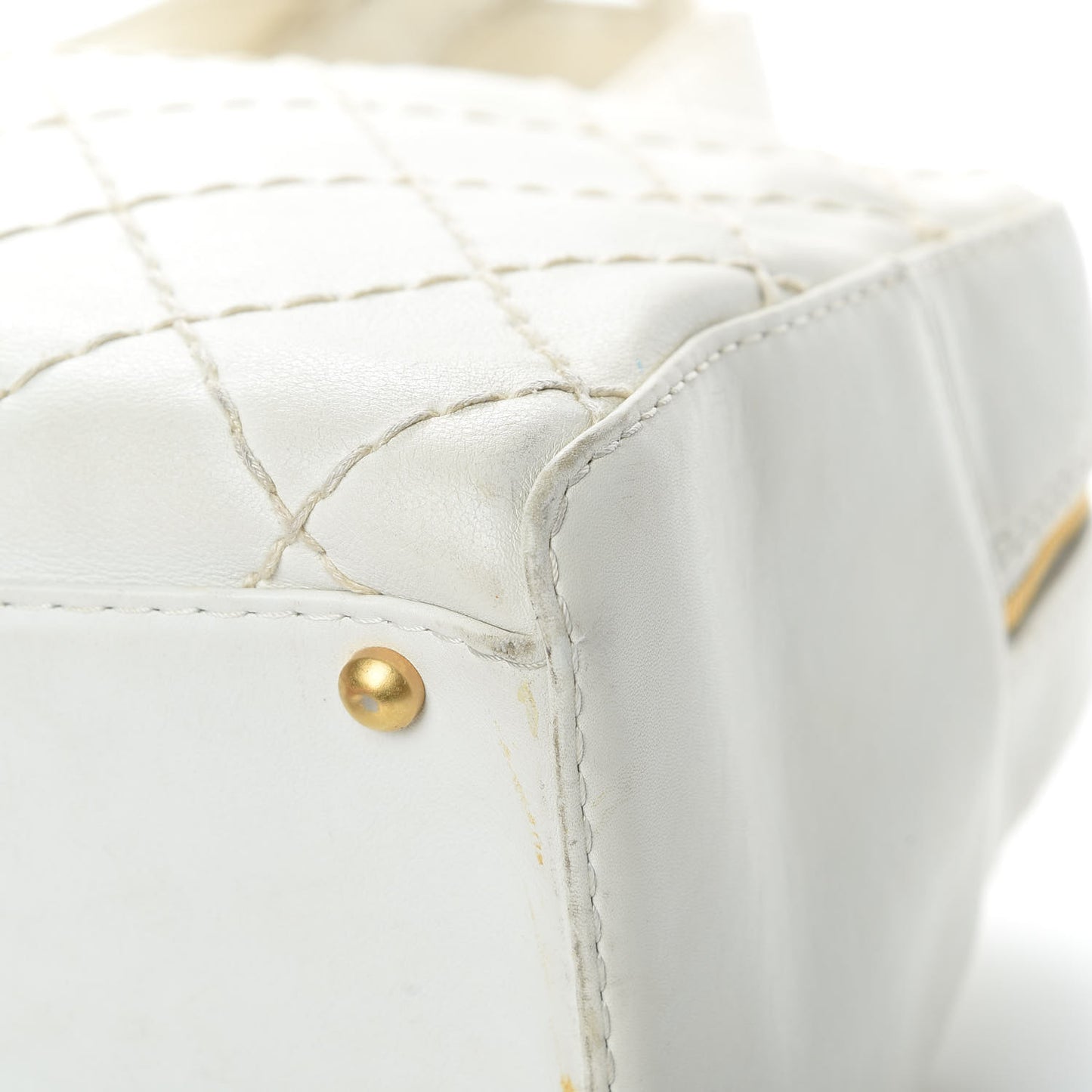 Calfskin Wild Stitch Top Handle Bag White