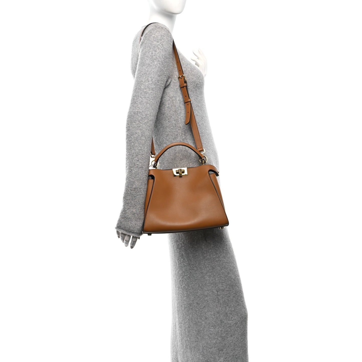 Vitello Tahiti Burro Bi-Color Medium Peekaboo Iconic Essentially Satchel Nocciola Asfalto Cast