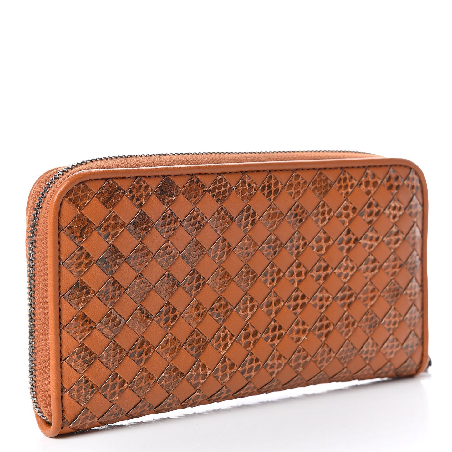 Ayers Livrea Intrecciato Zip Around Wallet Brown