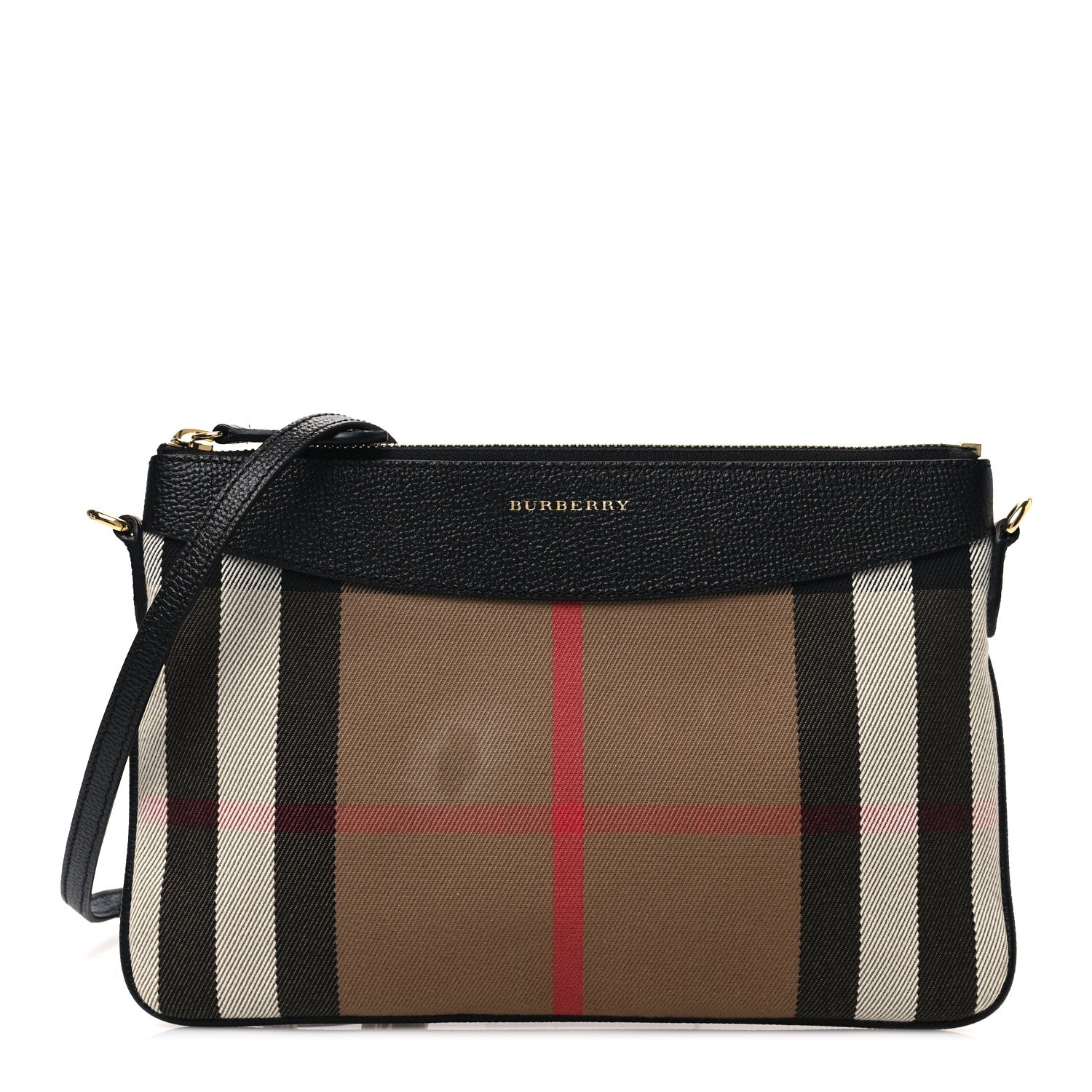 Burberry House Check Derby Peyton Crossbody Clutch Bag Black 1 of 10
