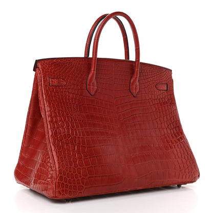 Hermes Matte Porosus Crocodile Birkin 40 Rouge H 3 of 10