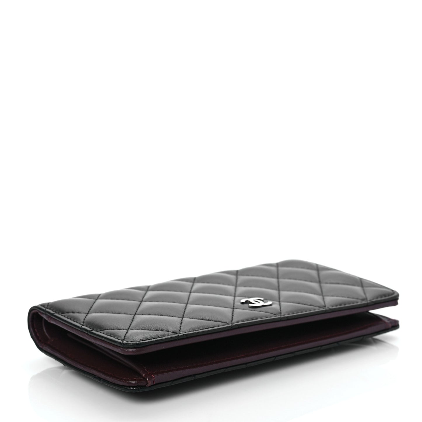Lambskin Quilted Yen Wallet Black