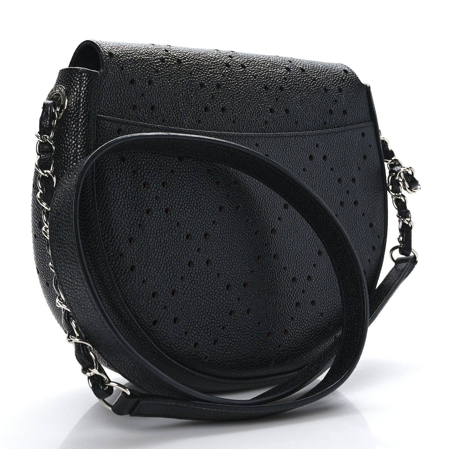 Chanel Caviar Perforated Messenger Bag Black 3 of 9