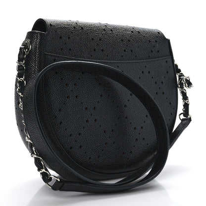 Chanel Caviar Perforated Messenger Bag Black 3 of 9