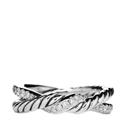 David Yurman Sterling Silver Diamond Continuance Band Ring 51 5.75 1 of 4