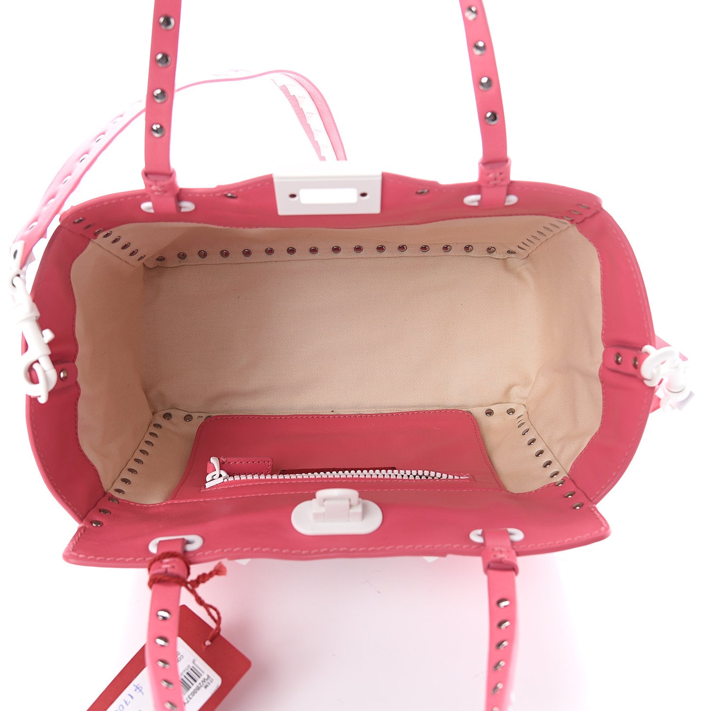 Vitello Colorblock Small Free Rockstud Tote Shadow Pink Optic White