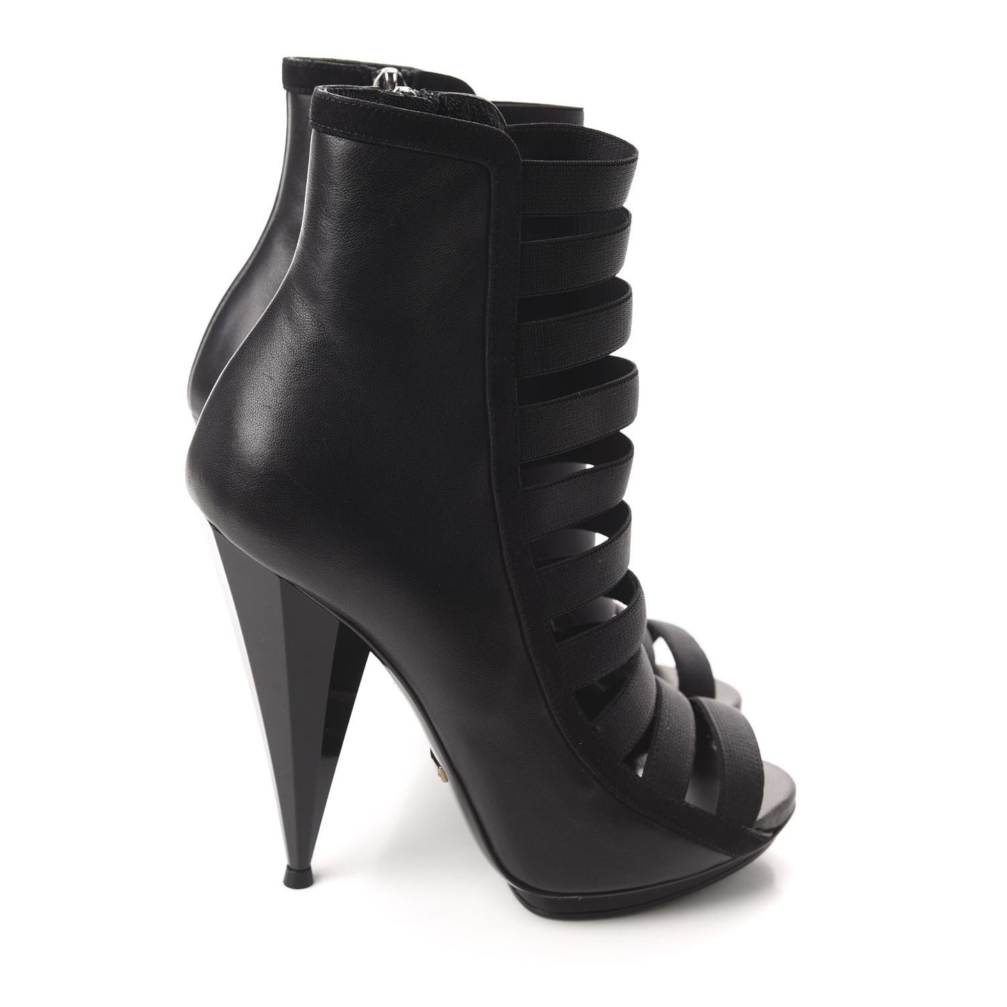 Nappa Kid Scamosciato Elastic Olimpia Open Toe Booties 37 Black