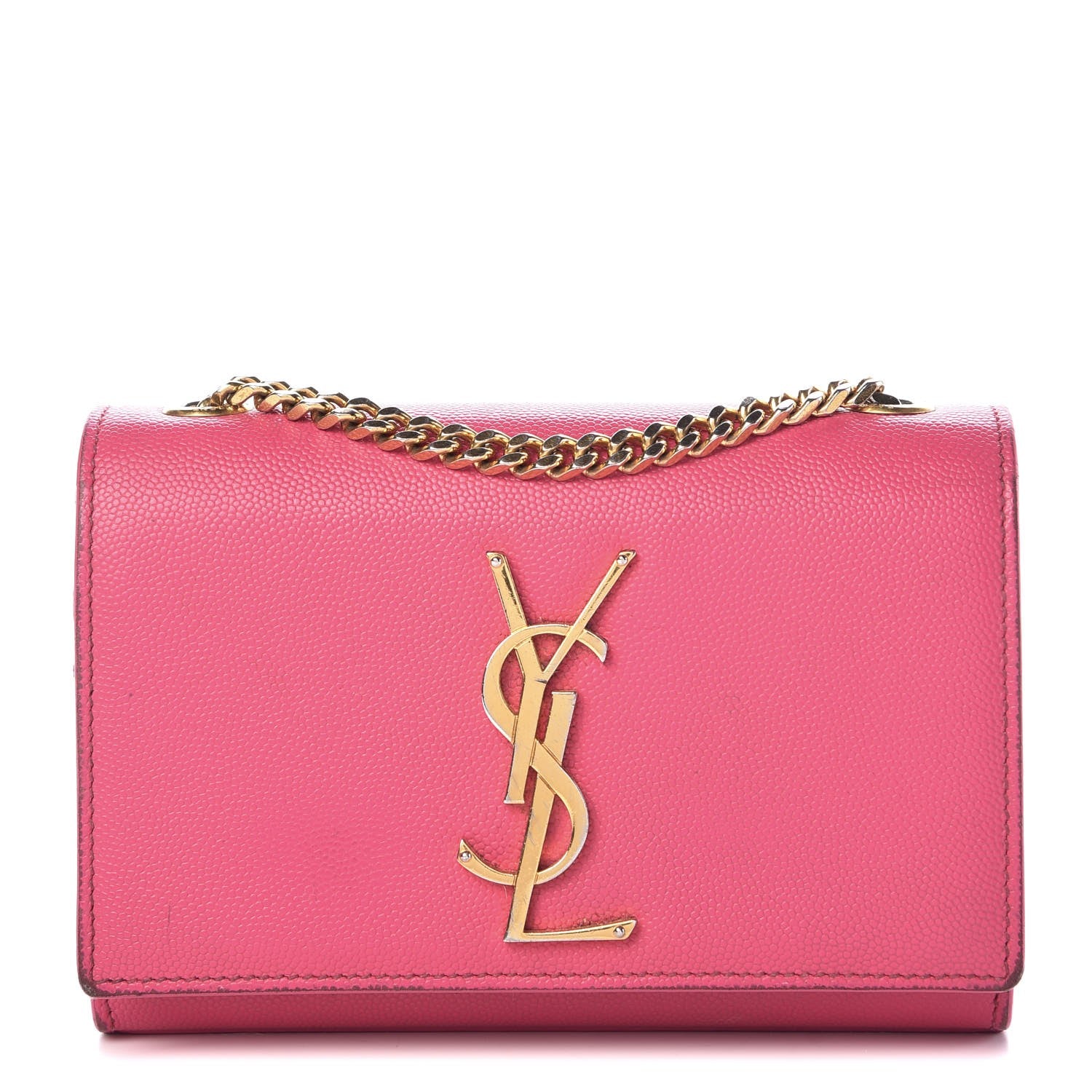 Saint Laurent Grain De Poudre Small Monogram Kate Satchel Fuchsia 1 of 11