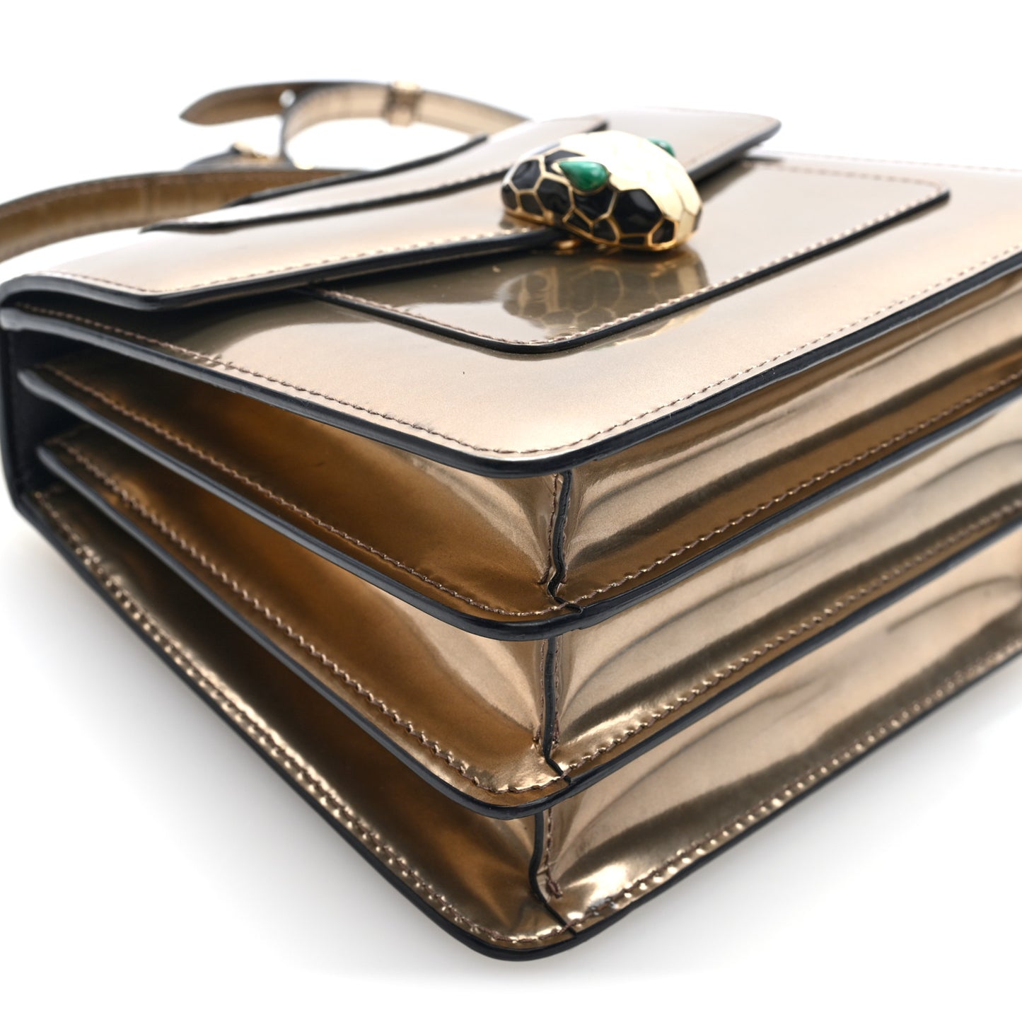 Metallic Calfskin Serpenti Forever Top Handle Bronze